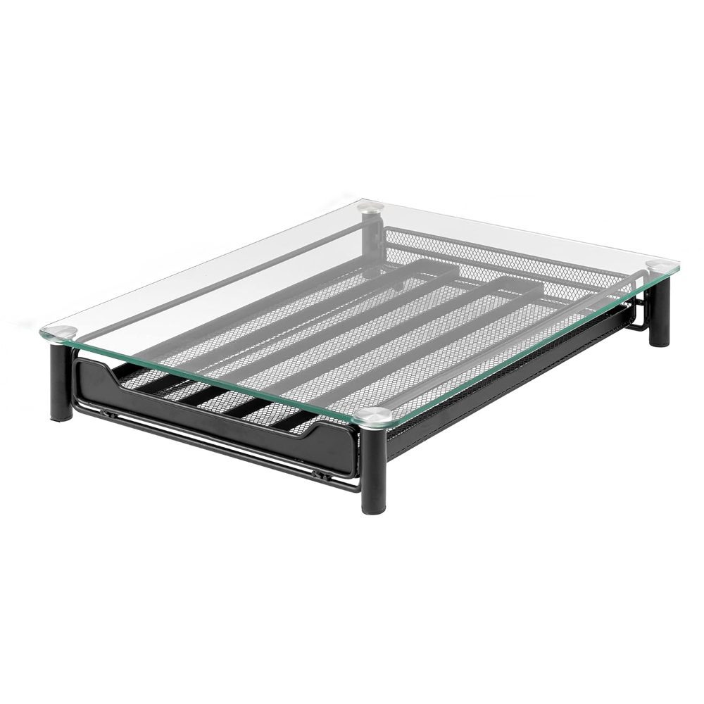 Suport pentru 60 capsule, Quasar & Co.®, compatibil Nespresso, cu suport cafetiera, stand orizontal, 40,5x31x7 cm, metal/sticla, negru 2