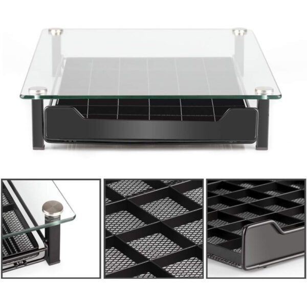 Suport pentru 60 capsule, Quasar & Co.®, compatibil Nespresso, cu suport cafetiera, stand orizontal, 40,5x31x7 cm, metal/sticla, negru - imagine 10