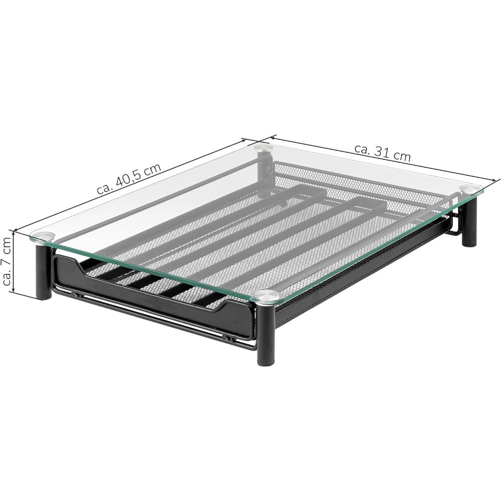 Suport pentru 60 capsule, Quasar & Co.®, compatibil Nespresso, cu suport cafetiera, stand orizontal, 40,5x31x7 cm, metal/sticla, negru 11