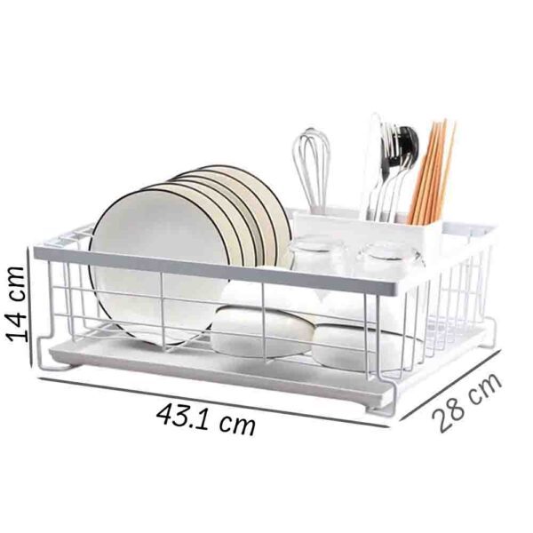 Scurgator de vase, Quasar & Co.®, cu suport tacamuri, tava scurgere, metal, 43.1 x 28.5 x 14 cm, alb - imagine 8