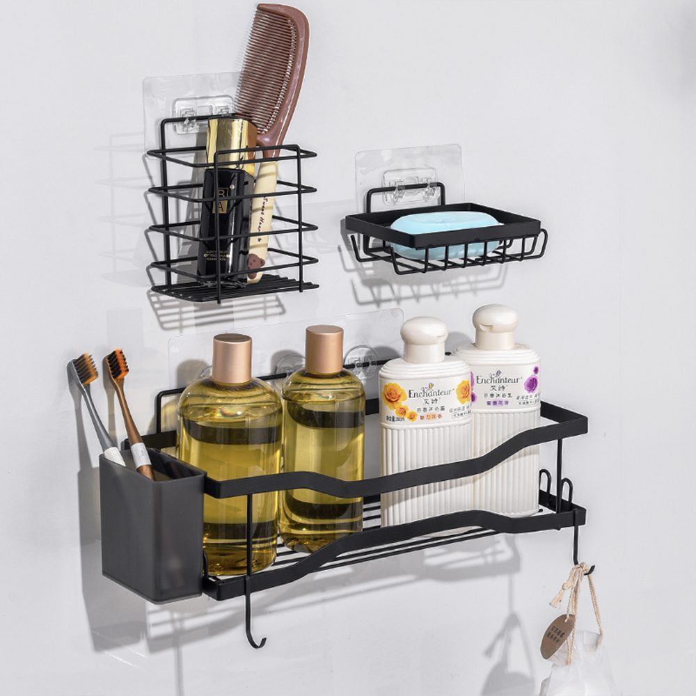 Set 5 rafturi baie si 2 compartimente, Quasar & Co.®, organizator universal, otel inoxidabil/ABS, negru 7 Set 5 rafturi baie si 2 compartimente, Quasar & Co.®, organizator universal, otel inoxidabil/ABS, negru 7