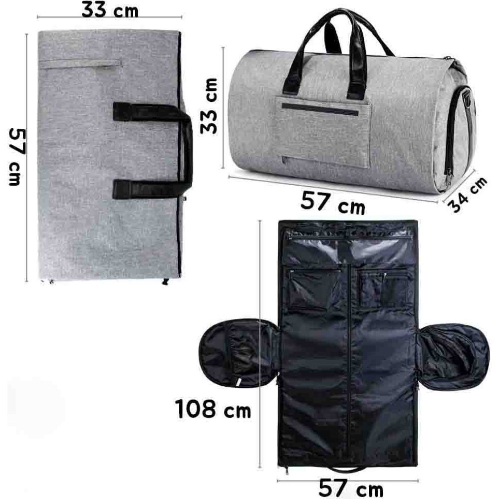 Geanta smart business pentru voiaj, Quasar & Co.®, compartiment special pentru transport costum si pantofi, poliester, 57 x 34 x 33 cm, gri deschis 11