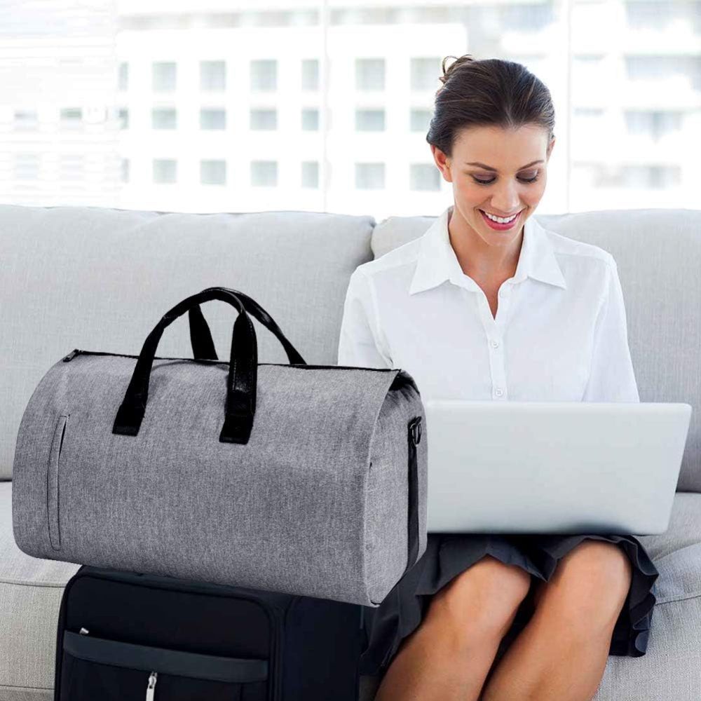 Geanta smart business pentru voiaj, Quasar & Co.®, compartiment special pentru transport costum si pantofi, poliester, 57 x 34 x 33 cm, gri deschis 4