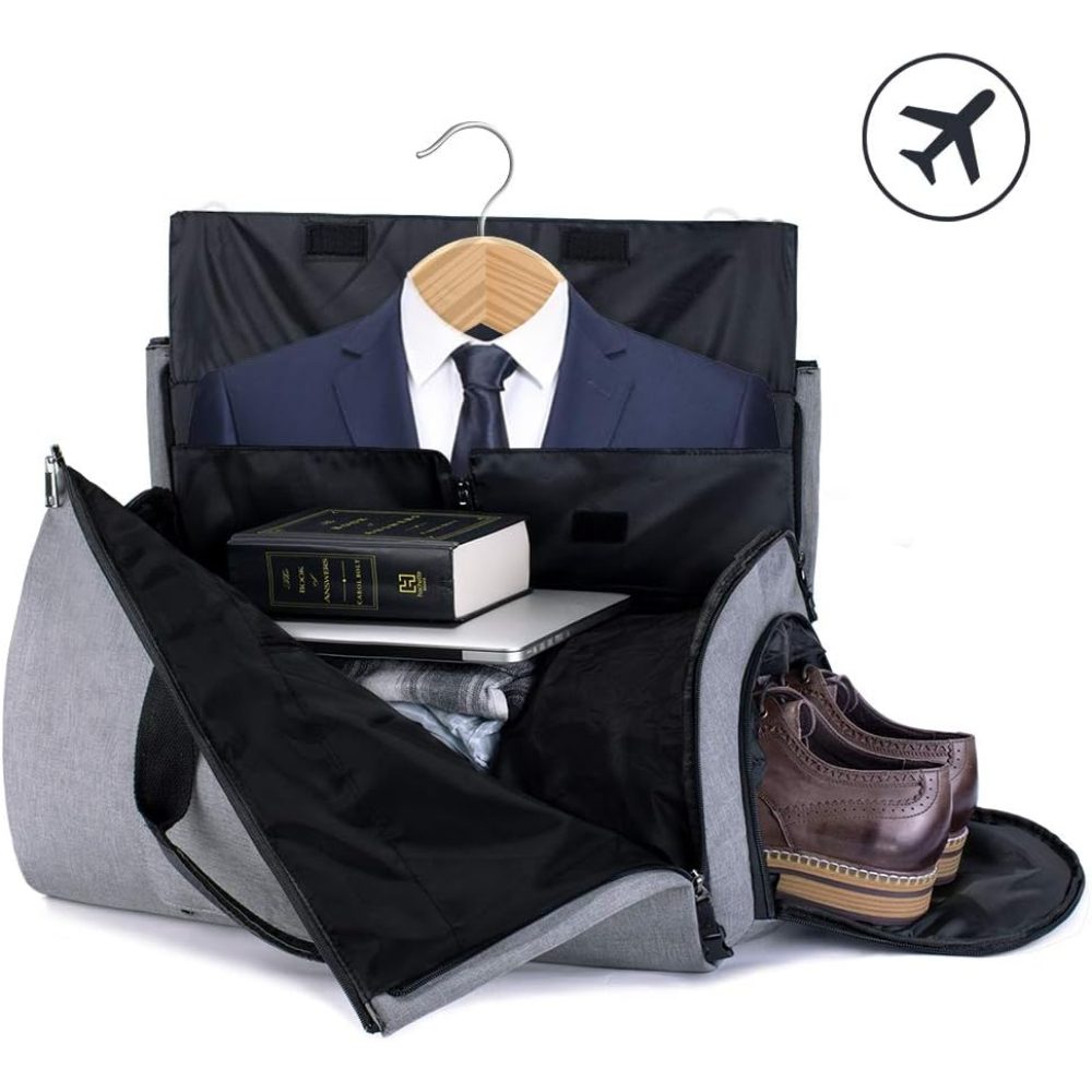 Geanta smart business pentru voiaj, Quasar & Co.®, compartiment special pentru transport costum si pantofi, poliester, 57 x 34 x 33 cm, gri deschis 6