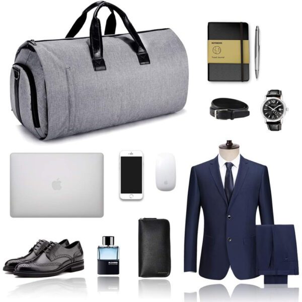 Geanta smart business pentru voiaj, Quasar & Co.®, compartiment special pentru transport costum si pantofi, poliester, 57 x 34 x 33 cm, gri deschis - imagine 7