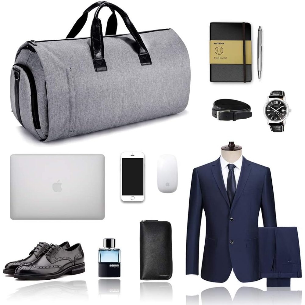 Geanta smart business pentru voiaj, Quasar & Co.®, compartiment special pentru transport costum si pantofi, poliester, 57 x 34 x 33 cm, gri deschis 7
