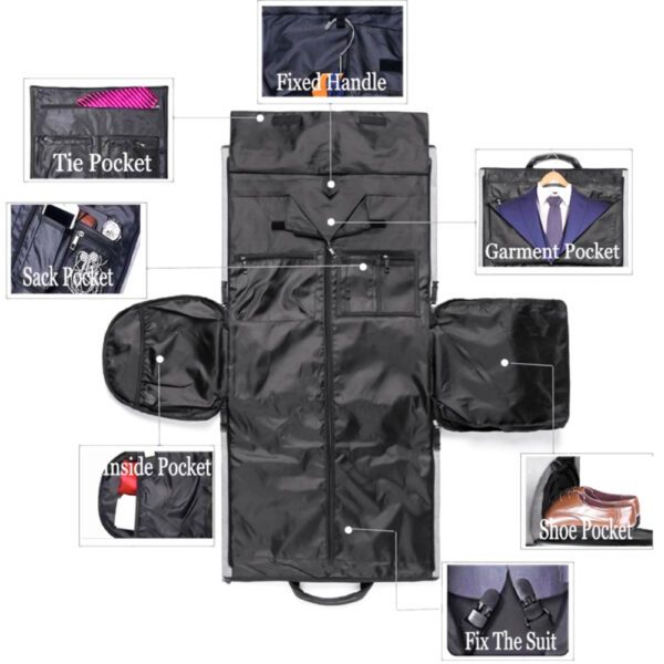 Geanta smart business pentru voiaj, Quasar & Co.®, compartiment special pentru transport costum si pantofi, poliester, 57 x 34 x 33 cm, gri deschis - imagine 8