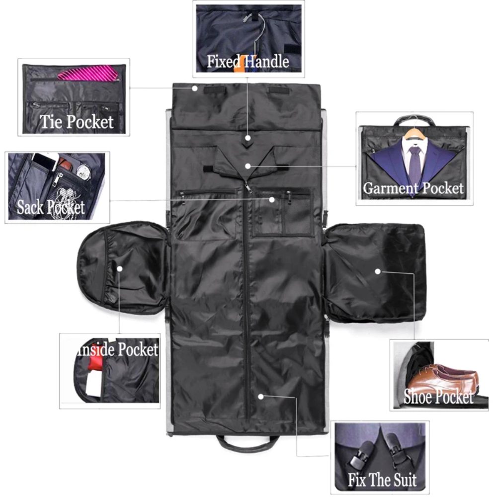 Geanta smart business pentru voiaj, Quasar & Co.®, compartiment special pentru transport costum si pantofi, poliester, 57 x 34 x 33 cm, gri deschis 8