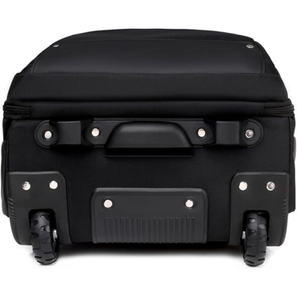 Rucsac tip troler, Quasar & Co.®, model Falcon, cu roti, compartiment laptop, buzunare, tesatura oxford/piele ecologica, negru - imagine 4