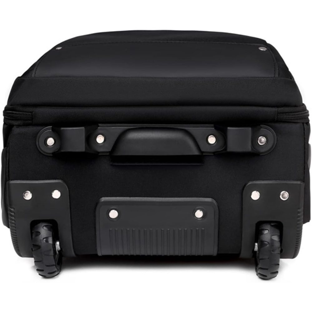 Rucsac tip troler, Quasar & Co.®, model Falcon, cu roti, compartiment laptop, buzunare, tesatura oxford/piele ecologica, negru 4