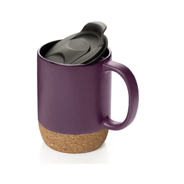Set 4 cani cafea/ceai, Quasar & Co.®, pretabile voiaj/calatorie, cu capac to go, baza de pluta, ceramica, 400 ml, multicolor - imagine 3