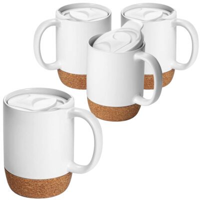 Set 4 cani cafea/ceai, Quasar & Co.®, pretabile voiaj/calatorie, cu capac to go, baza de pluta, ceramica, 400 ml, alb 10 Set 4 cani cafea/ceai, Quasar & Co.®, pretabile voiaj/calatorie, cu capac to go, baza de pluta, ceramica, 400 ml, alb 10