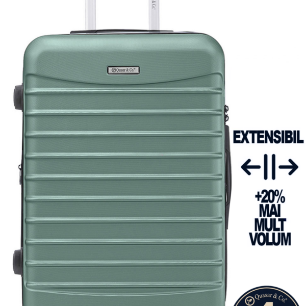 Troler mare extensibil Quasar & Co.®, 77x53x32-37cm, bagaj de cala, troller avion cu fermoar antifurt, cifru, maner telescopic, geamantan cu 4 roti duble silentioase 360°, valiza ABS 2.8 mm, 2 compartimente cu buzunar, LINE, Turcoaz deschis 2 Troler mare extensibil Quasar & Co.®, 77x53x32-37cm, bagaj de cala, troller avion cu fermoar antifurt, cifru, maner telescopic, geamantan cu 4 roti duble silentioase 360°, valiza ABS 2.8 mm, 2 compartimente cu buzunar, LINE, Turcoaz deschis