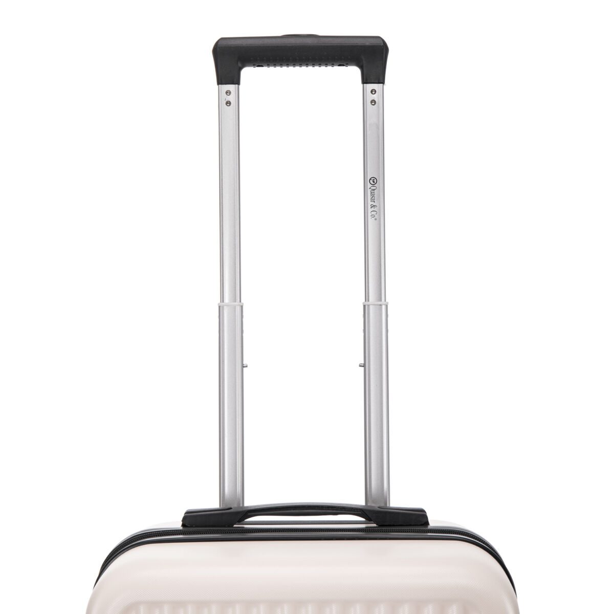 Troler cabina avion Quasar & Co.®, 55x37x20cm, bagaj de mana, troller cu fermoar antifurt, cifru, maner telescopic lung, geamantan cu 4 roti duble silentioase 360°, valiza ABS 2.8 mm, rezistent, 2 compartimente cu buzunar, 10kg, Platinum, Ivoire 4