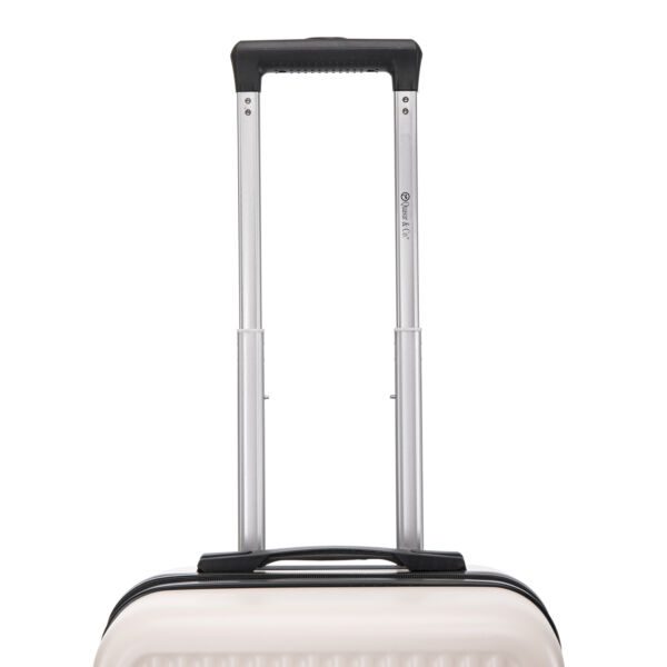Troler cabina avion Quasar & Co.®, 55x37x20cm, bagaj de mana, troller cu fermoar antifurt, cifru, maner telescopic lung, geamantan cu 4 roti duble silentioase 360°, valiza ABS 2.8 mm, rezistent, 2 compartimente cu buzunar, 10kg, Platinum, Ivoire - imagine 4