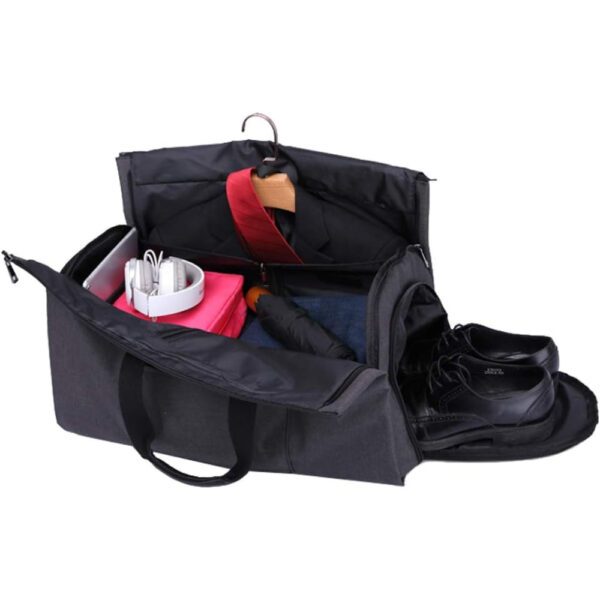 Geanta smart business pentru voiaj, Quasar & Co.®, compartiment special pentru transport costum si pantofi, poliester, 57 x 34 x 33 cm, negru - imagine 5