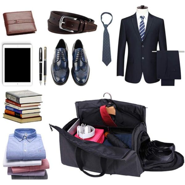 Geanta smart business pentru voiaj, Quasar & Co.®, compartiment special pentru transport costum si pantofi, poliester, 57 x 34 x 33 cm, negru - imagine 9