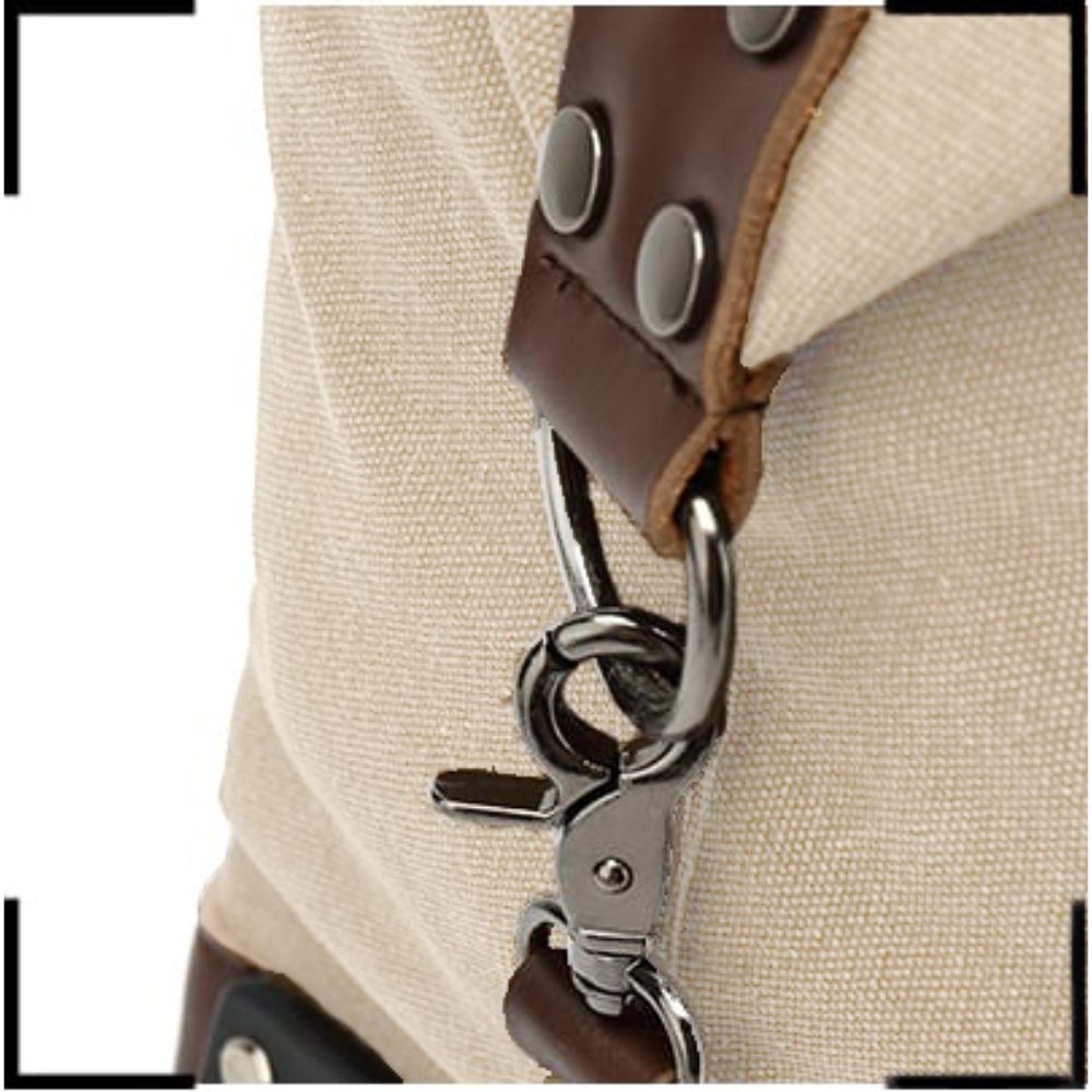 Geanta voiaj, Quasar & Co.®, tip troler, duffle, 57x39x25 cm, oxford/piele ecologica, crem 6
