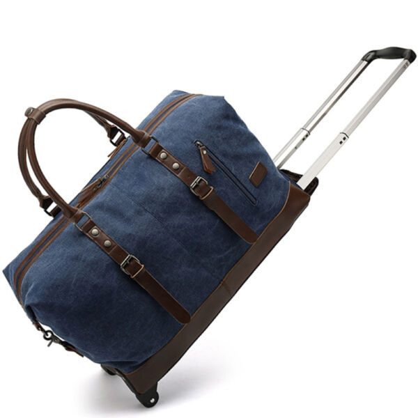 Geanta voiaj, Quasar & Co.®, tip troler, duffle, 57x39x25 cm, oxford/piele ecologica, albastru Genti voiaj 2024-09-08 2