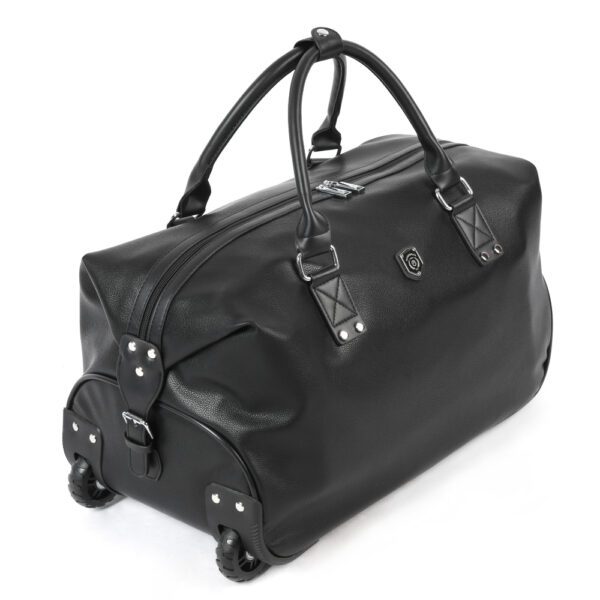 Geanta voiaj, Quasar & Co.®, tip troler, duffle, 52x28x27 cm, piele ecologica, negru Genti voiaj 2024-10-29