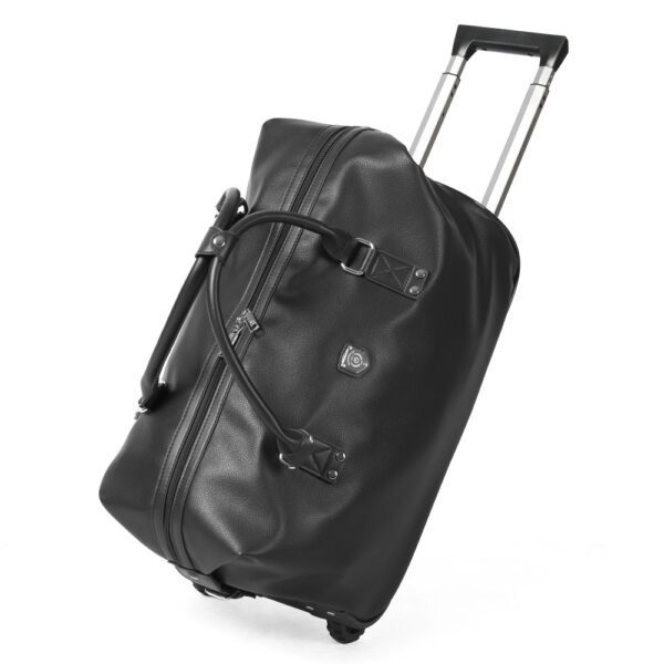 Geanta voiaj, Quasar & Co.®, tip troler, duffle, 52x28x27 cm, piele ecologica, negru - imagine 3
