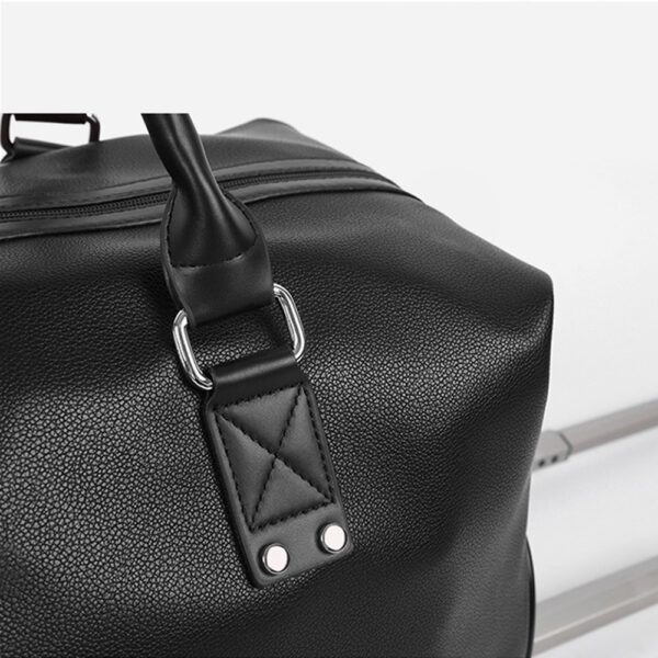 Geanta voiaj, Quasar & Co.®, tip troler, duffle, 52x28x27 cm, piele ecologica, negru - imagine 7