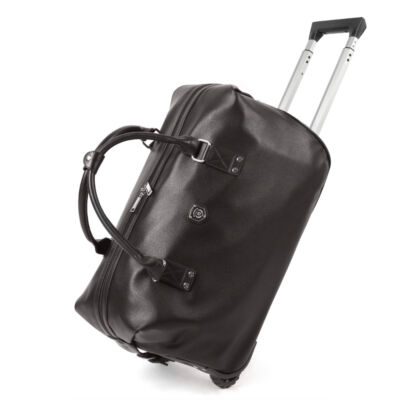 Geanta voiaj, Quasar & Co.®, tip troler, duffle, 52x28x27 cm, piele ecologica, maro 9
