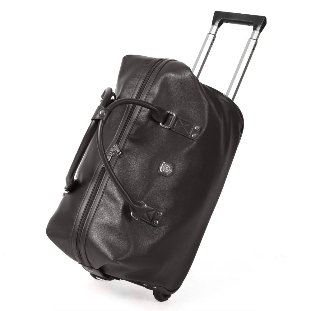 Geanta voiaj, Quasar & Co.®, tip troler, duffle, 52x28x27 cm, piele ecologica, maro 3