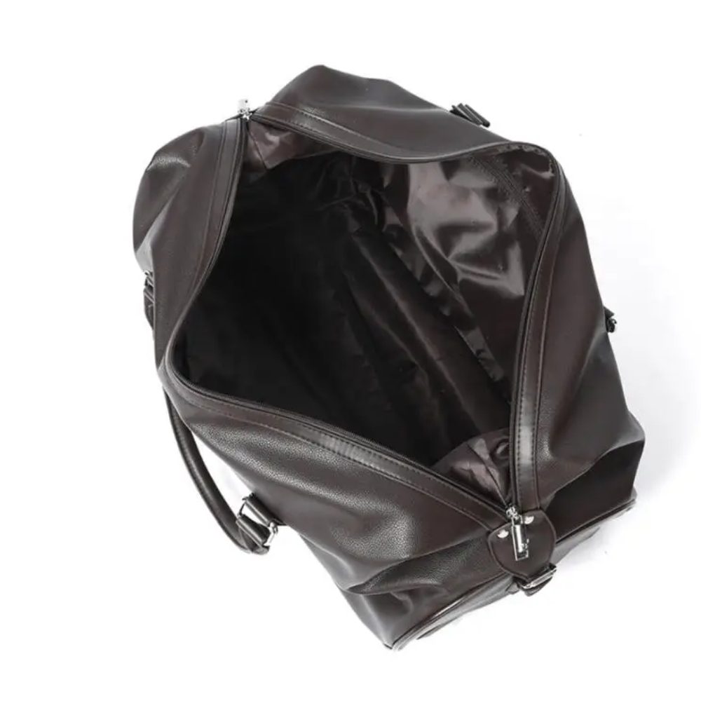Geanta voiaj, Quasar & Co.®, tip troler, duffle, 52x28x27 cm, piele ecologica, maro 4