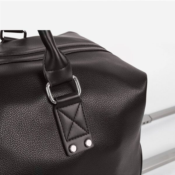 Geanta voiaj, Quasar & Co.®, tip troler, duffle, 52x28x27 cm, piele ecologica, maro - imagine 5