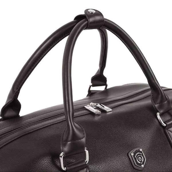 Geanta voiaj, Quasar & Co.®, tip troler, duffle, 52x28x27 cm, piele ecologica, maro - imagine 6