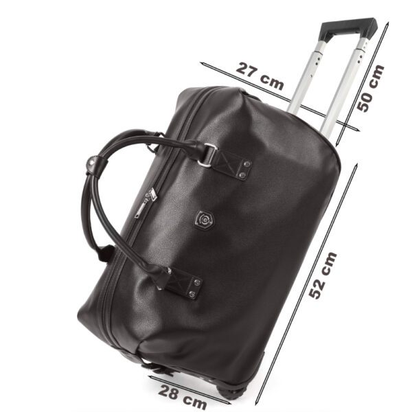 Geanta voiaj, Quasar & Co.®, tip troler, duffle, 52x28x27 cm, piele ecologica, maro - imagine 8