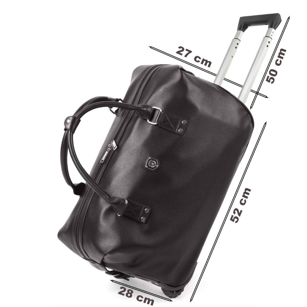 Geanta voiaj, Quasar & Co.®, tip troler, duffle, 52x28x27 cm, piele ecologica, maro 8