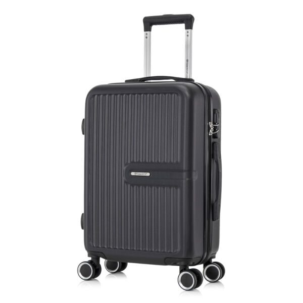 Troler cabina avion, Quasar & Co.®, Model Platinum, 4 roti duble cu rotatie 360°, maner telescopic, cifru, 55x37x20 cm, ABS, negru Trolere cabina 2024-09-19 2