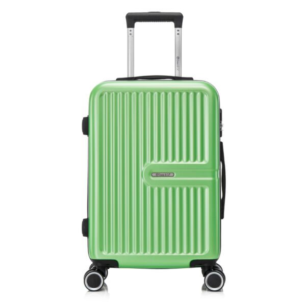 Troler cabina avion, Quasar & Co.®, Model Platinum, 4 roti duble cu rotatie 360°, maner telescopic, cifru, 55x37x20 cm, ABS, verde lime Trolere cabina 2024-10-18