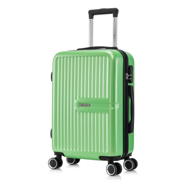 Troler cabina avion, Quasar & Co.®, Model Platinum, 4 roti duble cu rotatie 360°, maner telescopic, cifru, 55x37x20 cm, ABS, verde lime Trolere cabina 2024-10-18 2