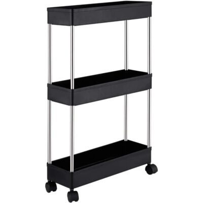 Raft depozitare pentru baie, Quasar & Co.®, cu roti, 3 polite, pentru spatii inguste, dreptunghiular, 40x12x61 cm, ABS/otel inoxidabil, negru 7 Raft depozitare pentru baie, Quasar & Co.®, cu roti, 3 polite, pentru spatii inguste, dreptunghiular, 40x12x61 cm, ABS/otel inoxidabil, negru 7
