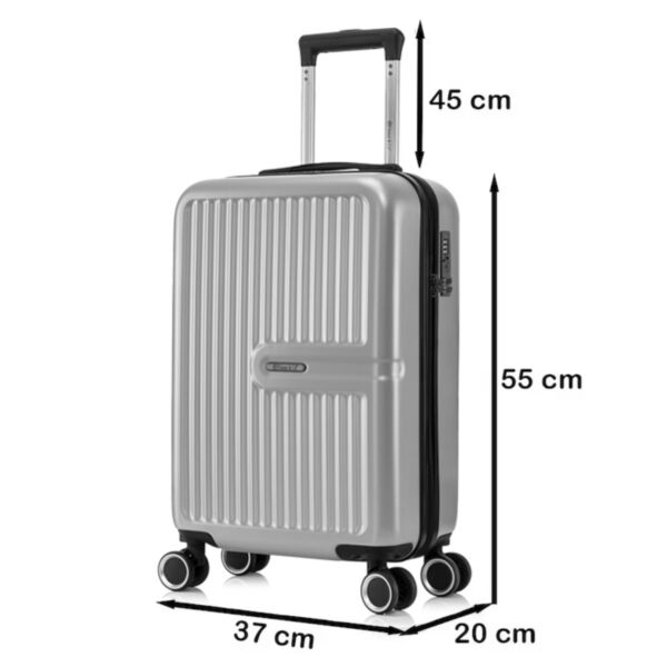 Troler cabina avion Quasar & Co.®, 55x37x20cm, bagaj de mana, troller cu fermoar antifurt, cifru, maner telescopic lung, geamantan cu 4 roti duble silentioase 360°, valiza ABS 2.8 mm, rezistent, 2 compartimente cu buzunar, 10kg, Platinum, Ivoire - imagine 7