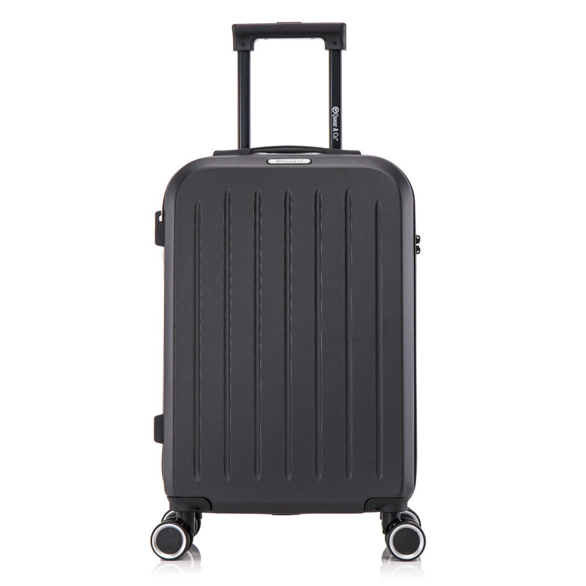 Troler cabina avion Quasar & Co.®, 55x35x22cm, bagaj de mana, troller cu fermoar antifurt, cifru, maner telescopic lung, geamantan cu 4 roti duble silentioase 360°, valiza ABS 2.8 mm, rezistent, port USB, suport de pahar, 10kg, Legend, Negru 2 Troler cabina avion Quasar & Co.®, 55x35x22cm, bagaj de mana, troller cu fermoar antifurt, cifru, maner telescopic lung, geamantan cu 4 roti duble silentioase 360°, valiza ABS 2.8 mm, rezistent, port USB, suport de pahar, 10kg, Legend, Negru 2