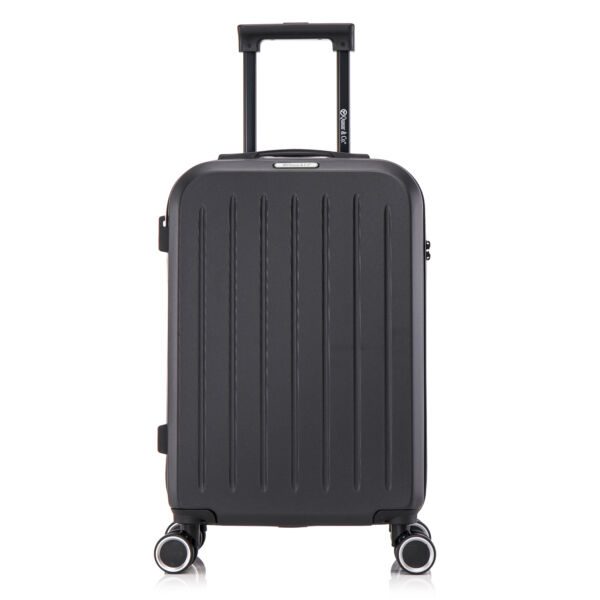 Troler cabina avion Quasar & Co.®, 55x35x22cm, bagaj de mana, troller cu fermoar antifurt, cifru, maner telescopic lung, geamantan cu 4 roti duble silentioase 360°, valiza ABS 2.8 mm, rezistent, port USB, suport de pahar, 10kg, Legend, Negru - imagine 2