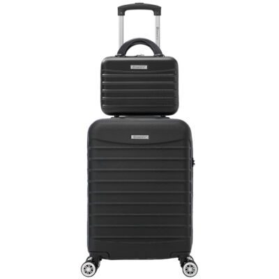 Set troler cabina cu geanta cosmetice Quasar & Co.®, valiza cabina avion, 55x36x20/28x22x14cm, 4 roti duble 360°, bagaj de mana, troller cu fermoar antifurt, cifru, maner telescopic lung, geamantan ABS 2.8 mm, LINE, Negru 12 Set troler cabina cu geanta cosmetice Quasar & Co.®, valiza cabina avion, 55x36x20/28x22x14cm, 4 roti duble 360°, bagaj de mana, troller cu fermoar antifurt, cifru, maner telescopic lung, geamantan ABS 2.8 mm, LINE, Negru 12