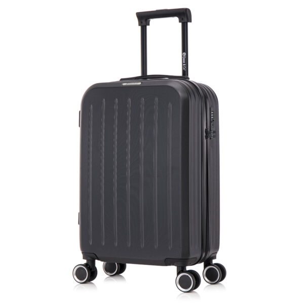 Troler cabina avion Quasar & Co.®, 55x35x22cm, bagaj de mana, troller cu fermoar antifurt, cifru, maner telescopic lung, geamantan cu 4 roti duble silentioase 360°, valiza ABS 2.8 mm, rezistent, port USB, suport de pahar, 10kg, Legend, Negru - imagine 4