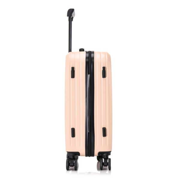 Troler cabina avion Quasar & Co.®, 55x35x22cm, bagaj de mana, troller cu fermoar antifurt, cifru, maner telescopic lung, geamantan cu 4 roti duble silentioase 360°, valiza ABS 2.8 mm, rezistent, port USB, suport de pahar, 10kg, Legend, Somon - imagine 5