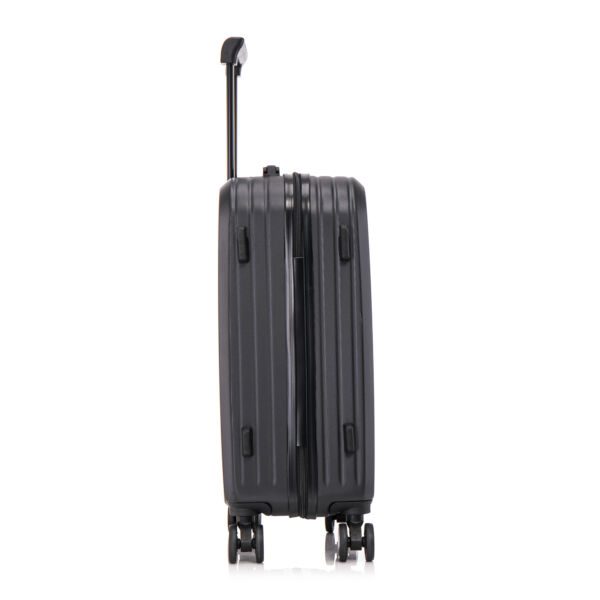 Troler cabina avion Quasar & Co.®, 55x35x22cm, bagaj de mana, troller cu fermoar antifurt, cifru, maner telescopic lung, geamantan cu 4 roti duble silentioase 360°, valiza ABS 2.8 mm, rezistent, port USB, suport de pahar, 10kg, Legend, Negru - imagine 5