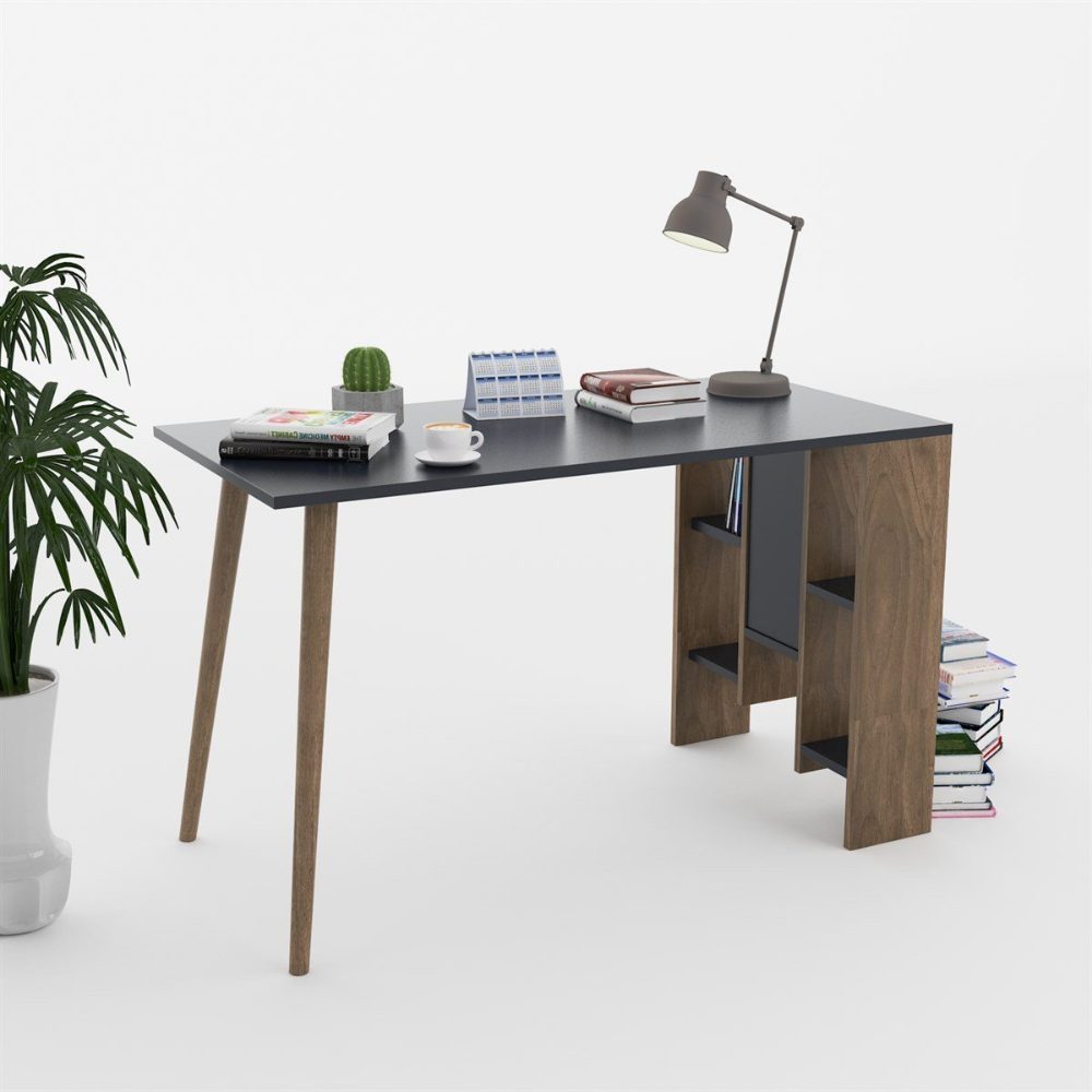 Birou, Quasar & Co.®, mobila living/office, 73.8x60x120 cm, MDF, nuc/gri fum 2 Birou, Quasar & Co.®, mobila living/office, 73.8x60x120 cm, MDF, nuc/gri fum 2