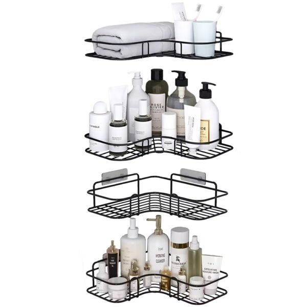 Set 4 etajere de colt, Quasar & Co.®, suspendate, 26 x 26 x 5.5 cm, metal, negru Rafturi 2026-04-18 2