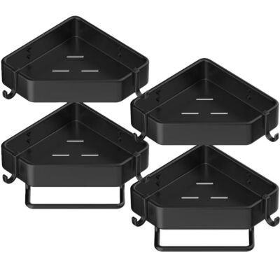 Set 4 etajere de colt, Quasar & Co.®, suspendate, cu 2 bare prosop, 4 carlige, 23 x 23 x 5 cm, metal, negru 16 Set 4 etajere de colt, Quasar & Co.®, suspendate, cu 2 bare prosop, 4 carlige, 23 x 23 x 5 cm, metal, negru 16