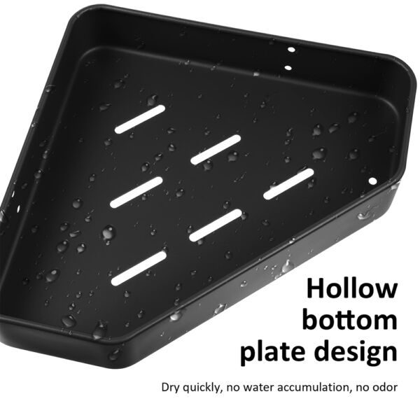 Set 4 etajere de colt, Quasar & Co.®, suspendate, cu 2 bare prosop, 4 carlige, 23 x 23 x 5 cm, metal, negru - imagine 5