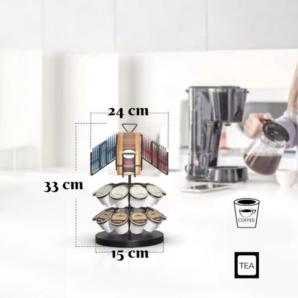 Suport capsule si pliculete ceai, Quasar & Co.®, d 24 cm, h 33 cm, metalic, negru - imagine 10