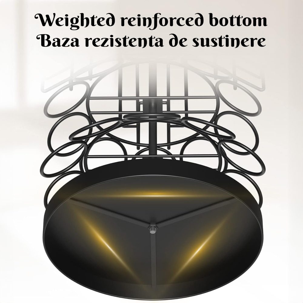 Suport capsule si pliculete ceai, Quasar & Co.®, d 24 cm, h 33 cm, metalic, negru 9